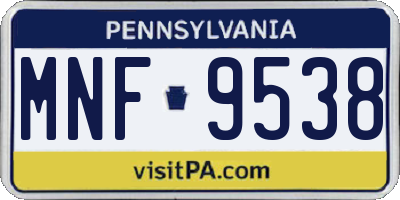 PA license plate MNF9538