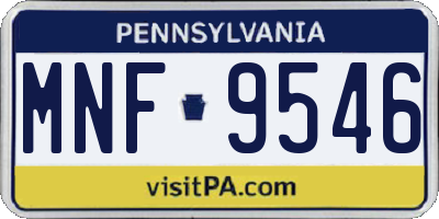 PA license plate MNF9546