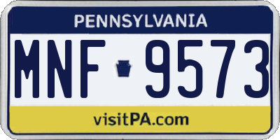 PA license plate MNF9573