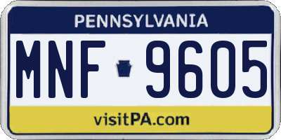PA license plate MNF9605