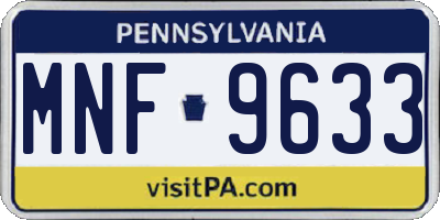 PA license plate MNF9633