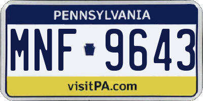 PA license plate MNF9643