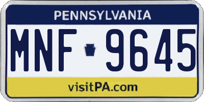 PA license plate MNF9645