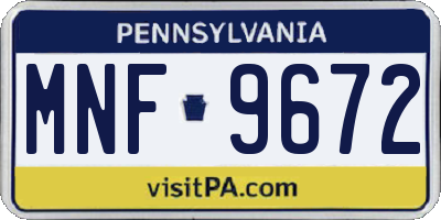 PA license plate MNF9672