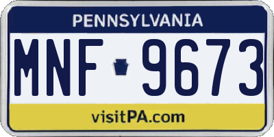 PA license plate MNF9673