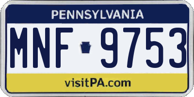 PA license plate MNF9753
