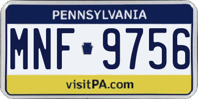PA license plate MNF9756
