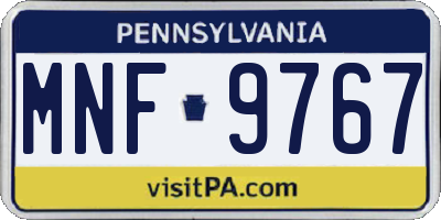 PA license plate MNF9767