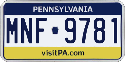 PA license plate MNF9781