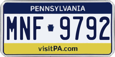 PA license plate MNF9792