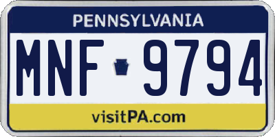 PA license plate MNF9794