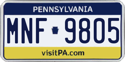 PA license plate MNF9805