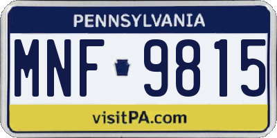 PA license plate MNF9815