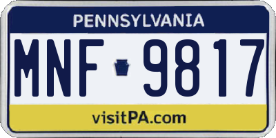 PA license plate MNF9817