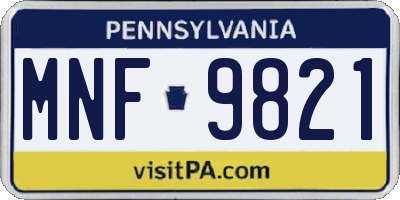 PA license plate MNF9821