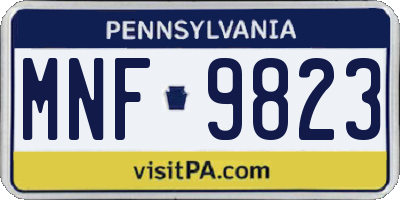 PA license plate MNF9823
