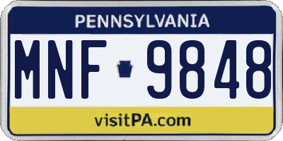 PA license plate MNF9848