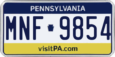 PA license plate MNF9854