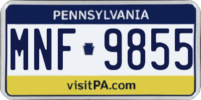PA license plate MNF9855
