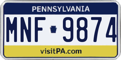 PA license plate MNF9874