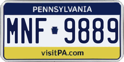 PA license plate MNF9889
