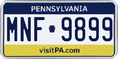 PA license plate MNF9899
