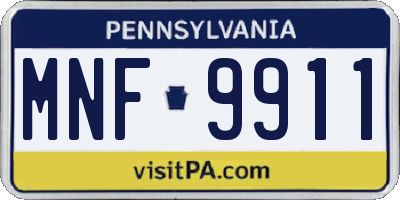 PA license plate MNF9911