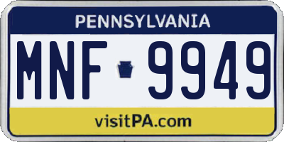PA license plate MNF9949