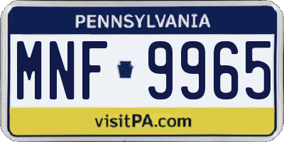 PA license plate MNF9965