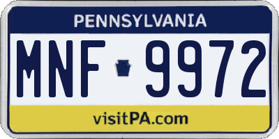 PA license plate MNF9972