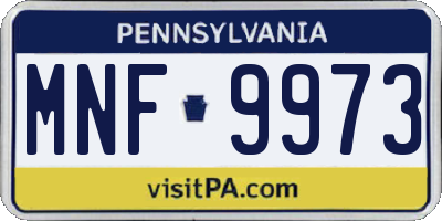 PA license plate MNF9973