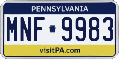 PA license plate MNF9983