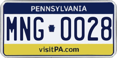 PA license plate MNG0028