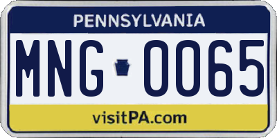 PA license plate MNG0065