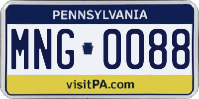 PA license plate MNG0088