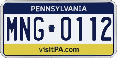 PA license plate MNG0112