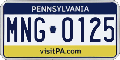 PA license plate MNG0125