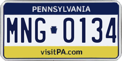 PA license plate MNG0134