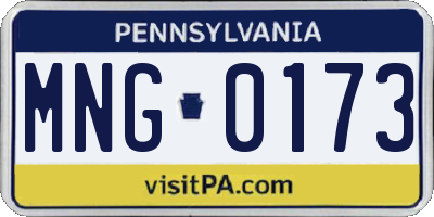 PA license plate MNG0173