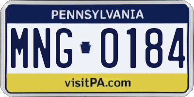 PA license plate MNG0184