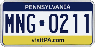 PA license plate MNG0211