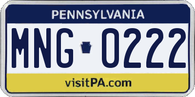 PA license plate MNG0222