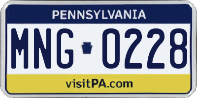 PA license plate MNG0228