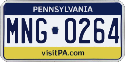 PA license plate MNG0264