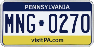 PA license plate MNG0270