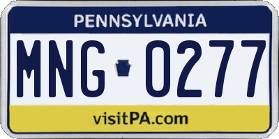 PA license plate MNG0277