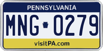 PA license plate MNG0279