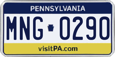 PA license plate MNG0290