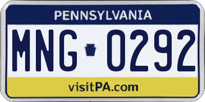 PA license plate MNG0292