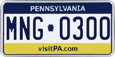 PA license plate MNG0300